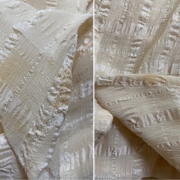 Vintage oversized Fall autumn sheer beige button down top - Picture 5 of 17